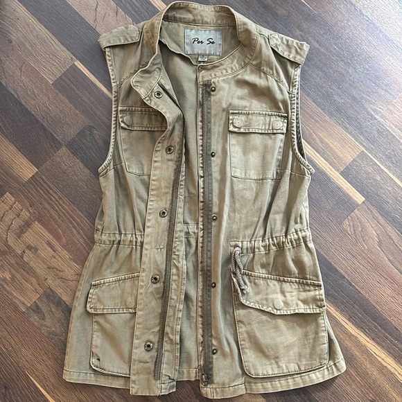 Per Se Olive Green Utility Vest - Picture 4 of 7